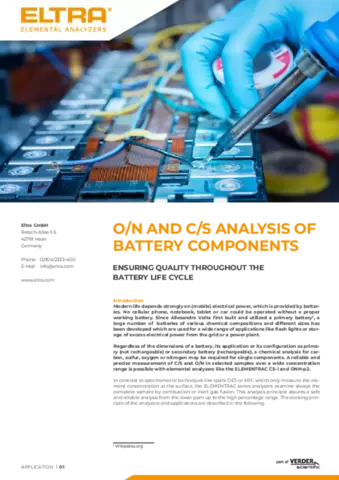 O/N and C/S Analysis of Battery Components