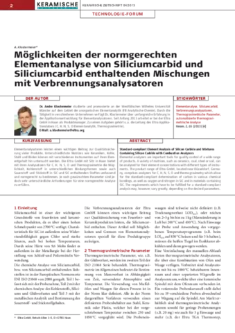 Möglichkeiten der normgerechten Elementanalyse von Siliciumcarbid und Siliciumcarbid enthaltenden Mischungen mit Verbrennungsanalysatoren