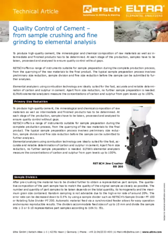 Quality control of cement