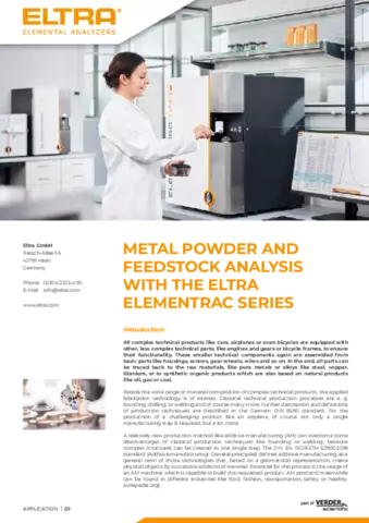 Metal Powder and Feedstock Analysis with the ELTRA ELEMENTRAC Series