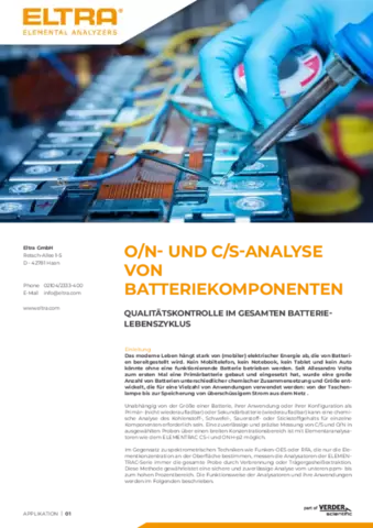 O/N- und C/S-Analyse von Batteriekomponenten