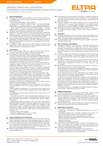 General Terms and Conditions for Service & Maintenance
